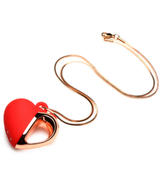 XR Brands Vibrating Silicone Heart Necklace - Red