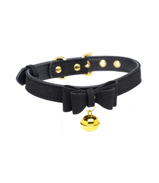 XR Brands Golden Kitty - Cat Bell Collar - Black/Gold