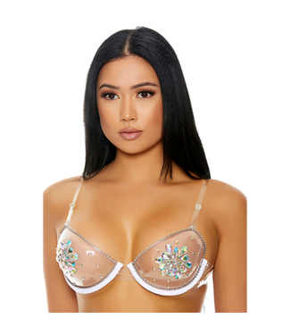 Forplay Clear Things Up - Rhinestone Bra - One Size