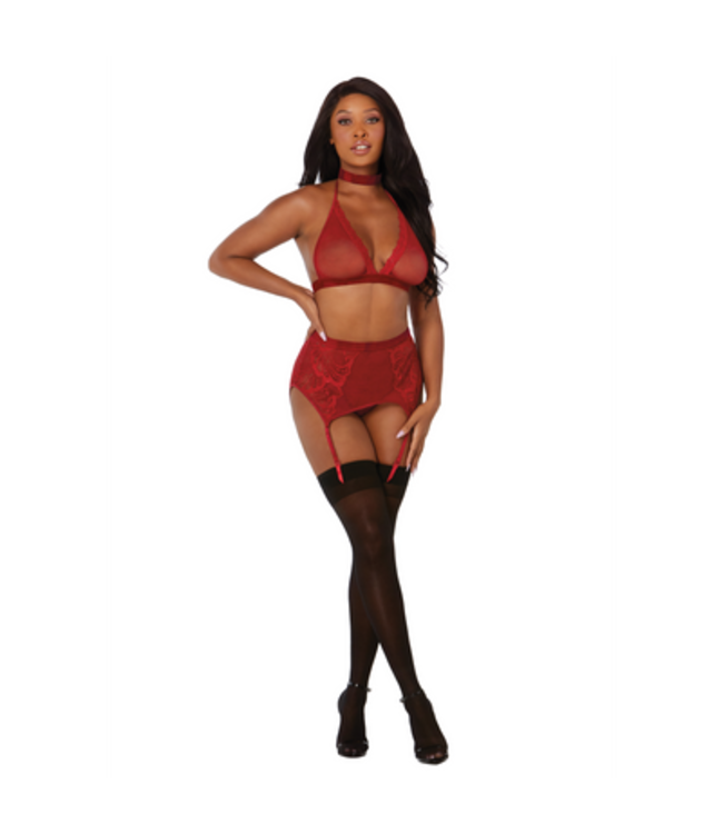 Fishnet and Lace 4 Piece Set - One Size