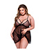 Baci Lingerie Baci - 2pc Strappy Lace & Mesh Babydoll & G-string Set Queen