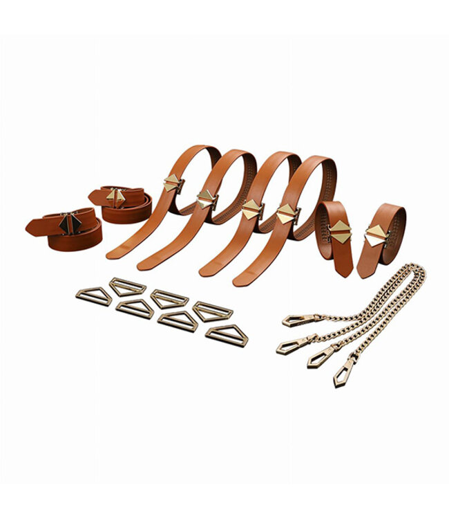 LOCKINK - 8-Bondage-Straps Restraint Set - brown