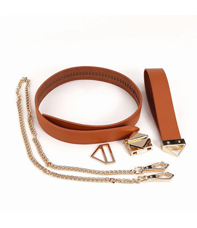 LOCKINK - Collar with Leash Set - brown