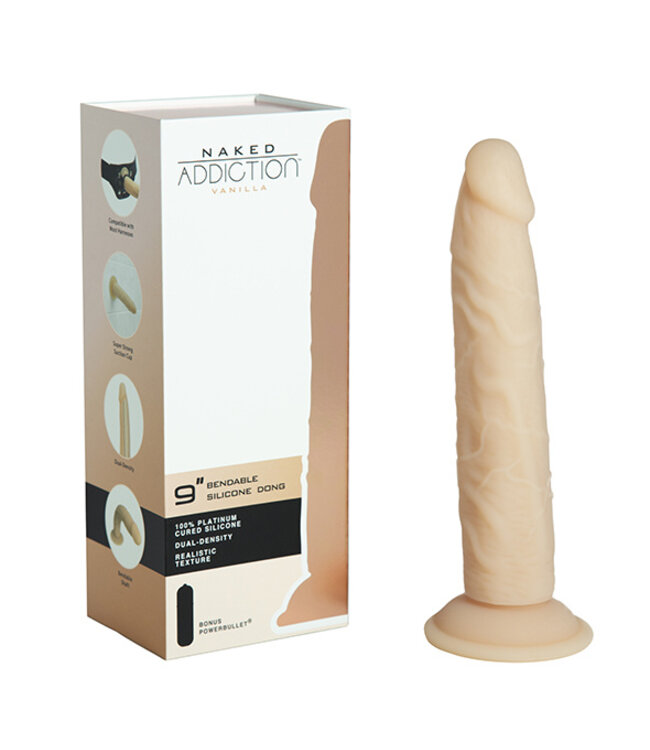 Naked Addiction - 22,8 cm Silicone Bendable Dual Density Dildo Vanilla