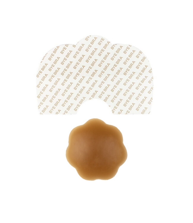 Bye Bra - Breast Lift Tape + Silicone Nipple Covers Brown D-F