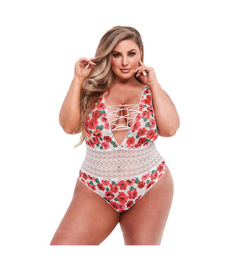 Baci Lingerie Baci - White Floral & Lace Teddy Q