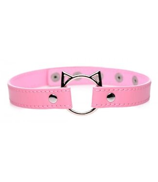 Master Series Kinky Kitty Ring Slim Choker - Roze