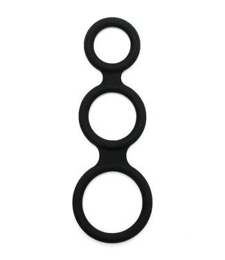 Rimba Rimba Latex Play - Triple Cock Ring - Zwart