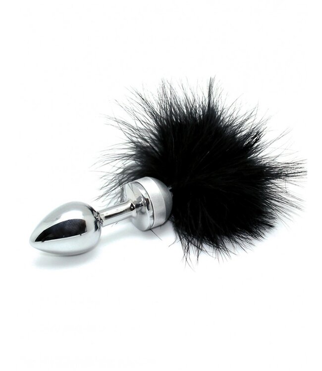 Rimba - Buttplug KLEIN met zwarte veer (unisex)