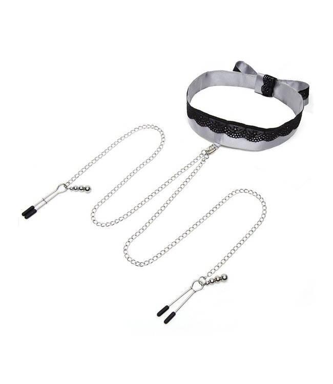 Fifty Shades of Grey - Satijnen & Kanten Halsband & Tepelklemmen