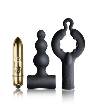 Rimba Rocks-Off - Be Mine Set - Cockring, Bullet en Anaal Vibrator - Zwart / Goud