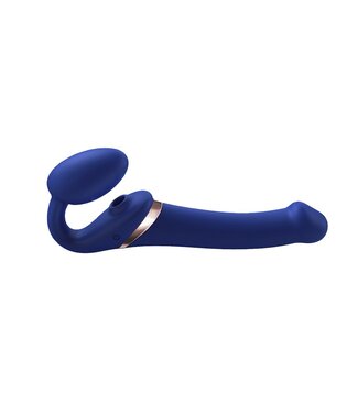 Rimba Strap-On-Me - Multi Orgasm - Strap-On Vibrator met Lik Stimulator Maat M - Blauw