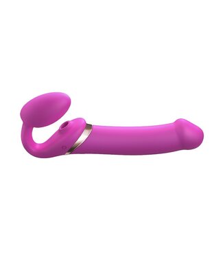 Rimba Strap-On-Me - Multi Orgasm - Strap-On Vibrator met Lik Stimulator Maat XL - Roze