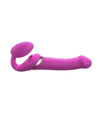 Rimba Strap-On-Me - Multi Orgasm - Strap-On Vibrator met Lik Stimulator Maat L - Roze