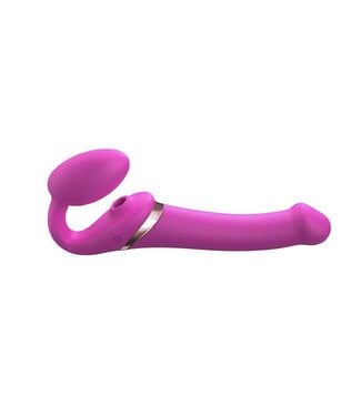 Rimba Strap-On-Me - Multi Orgasm - Strap-On Vibrator met Lik Stimulator Maat M - Roze