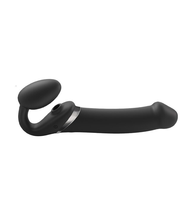 Strap-On-Me - Multi Orgasm - Strap-On Vibrator met Lik Stimulator Maat XL - Zwart