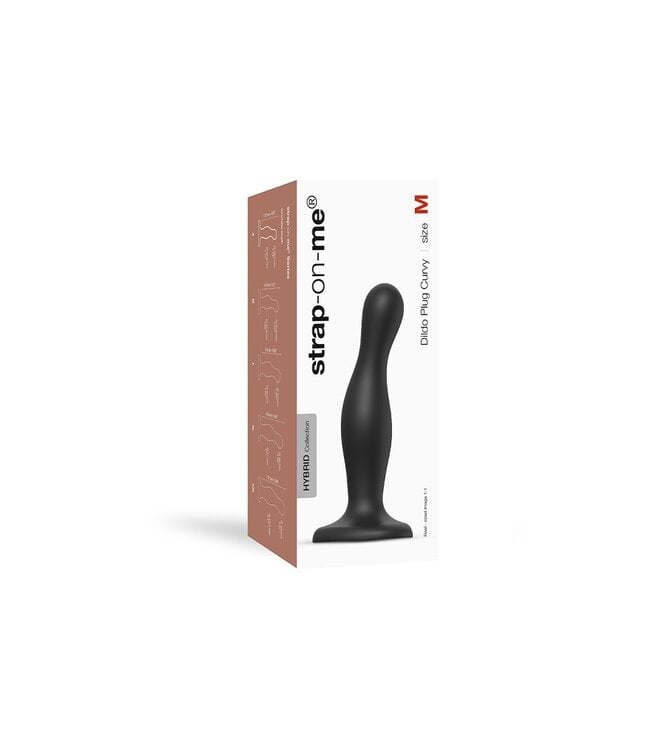 Strap-On-Me - Dildo Plug Curvy Maat M - Zwart