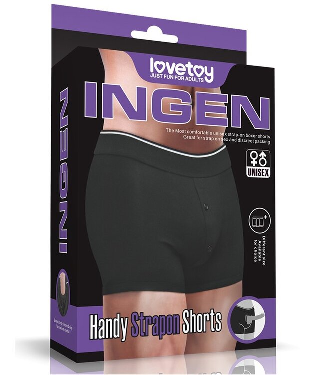 LoveToy - Unisex Strap-On Shorts Size L - Zwart