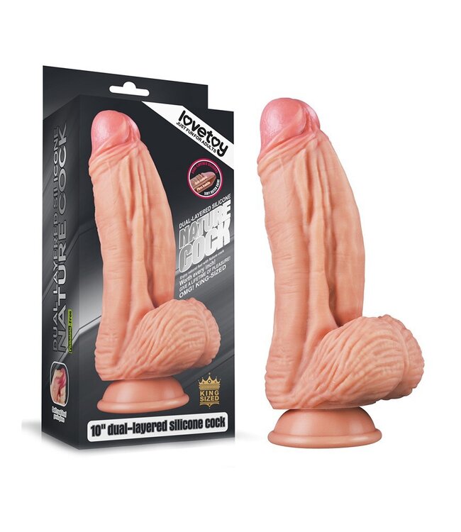 LoveToy - Dildo met Aderen 24.5 cm - Nude