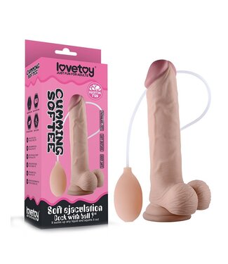 Rimba LoveToy - Soft Ejaculation Cock met testikels 23 cm - Squirting Dildo - Nude