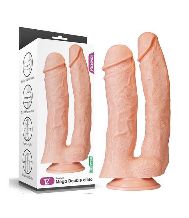 LoveToy - Realistic Mega Double Dildo 30 cm - Nude