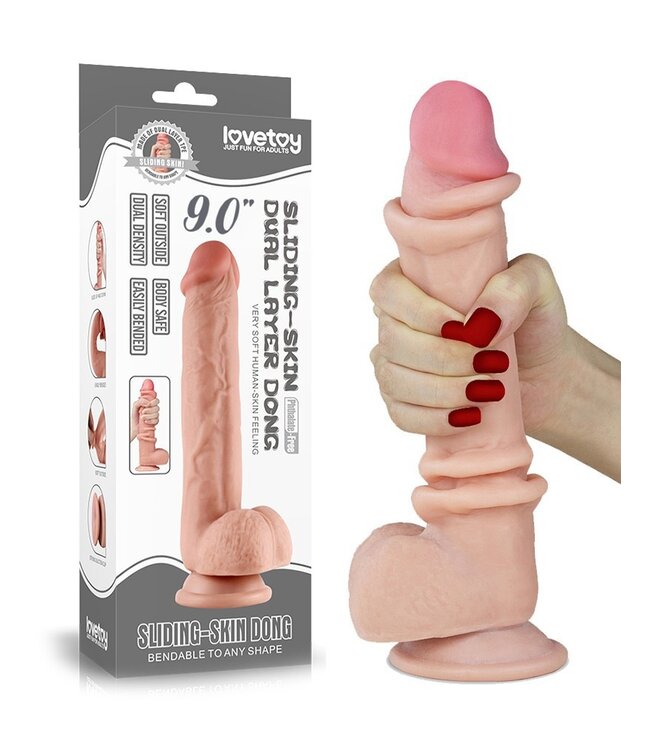 LoveToy - Sliding Skin Dildo 9.0" / 23 cm (Ø 4 CM) - Nude