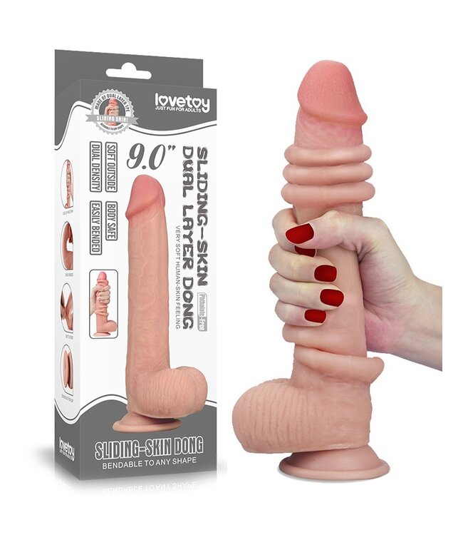 LoveToy - Sliding Skin Dildo 9" / 23 cm (Ø 3.5 CM) - Nude