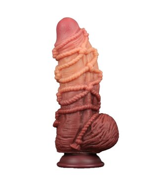 Rimba LoveToy - Extreme Dildo met Touw Motief 24 cm - Bruin & Nude