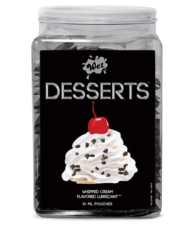 WET Desserts Whipped Cream 144 x 10ml.  pouch in Counter Bowl display