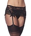 Rimba Amorable by Rimba - Jarretelgordel met G-string en Kousen - One Size - Zwart