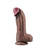 Rimba LoveToy - Dubbellaagse siliconen dildo XXL 28 cm (Ø7.4 cm) - Bruin