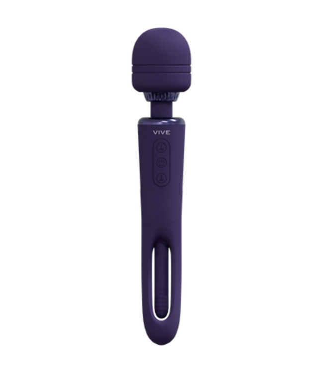 Kiku - Double Ended Wand with Innovative G-Spot Flapping Stimulator - Purple