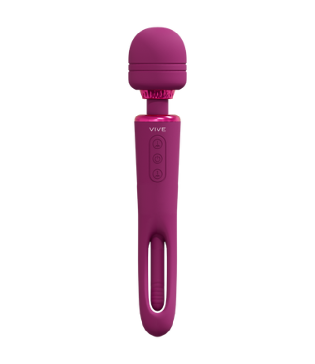 Kiku - Double Ended Wand with Innovative G-Spot Flapping Stimulator - Pink