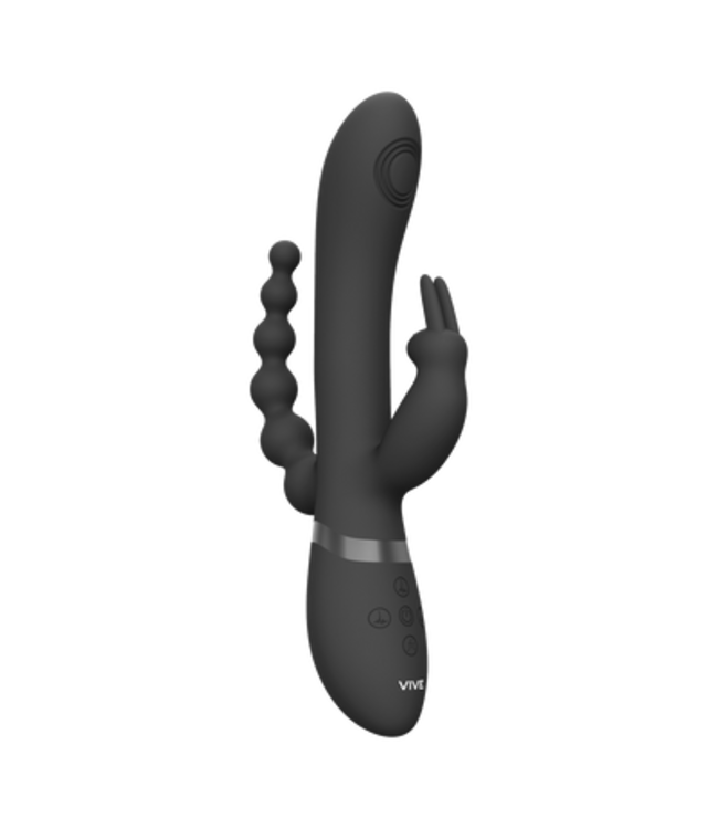 Rini - Pulse Wave  Vibrating Double Penetration Rabbit - Black