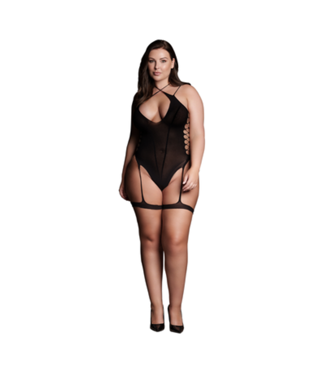 Metis XVI - Body with Garters and Crossed Neckline - Plus Size