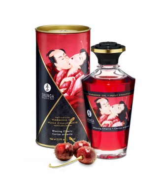 Shunga Aphrodisia Oil - Blazing Cherry - 3.5 fl oz / 100 ml