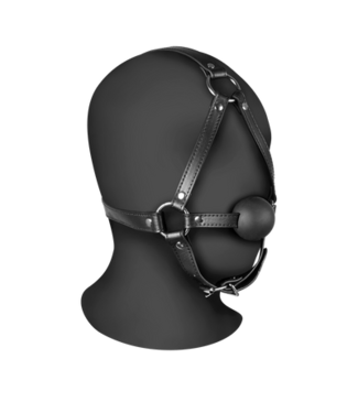 Ouch! by Shots Head Harness with Solid Ball Gag - Black