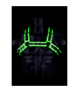 Ouch! by Shots Bulldog Harness with Buckle - Glow in the Dark - L/XL