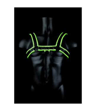 Ouch! by Shots Chest Bulldog Harness - Glow in the Dark - S/M