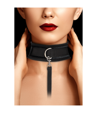 Ouch! by Shots Velvet Adjustable Collar with Leash