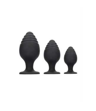 Ouch! by Shots Rippled Butt Plug Set - Black