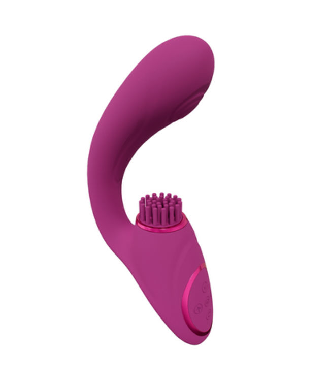 Gen - Triple Motor G-Spot Vibrator with Pulse Wave and Vibrating Bristles - Pink