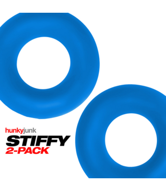 Hunkyjunk Stiffy - 2-pack No-Roll Cockrings - Teal Ice