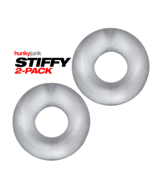 Hunkyjunk Stiffy - 2-pack No-Roll Cockrings - Clear Ice