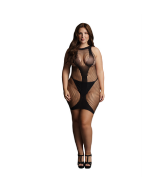 Le Désir by Shots High Neck Net Contrast Mini Dress - Plus Size