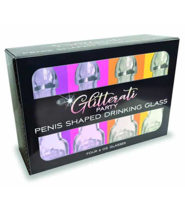 Glitterati - Penis 6oz Drinking Glass - Pack of 4