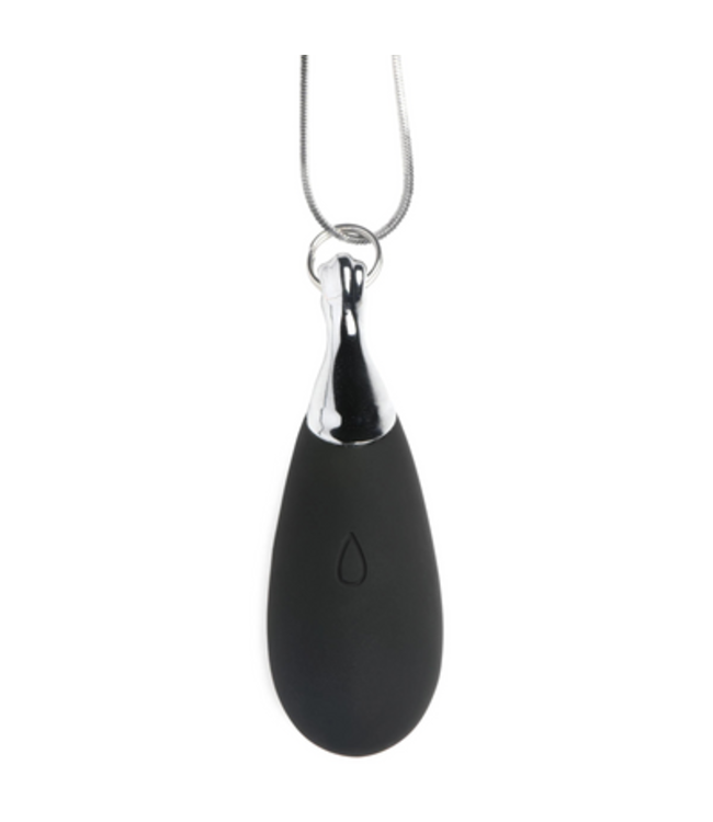 Vibrating Silicone Teardrop Necklace - Black