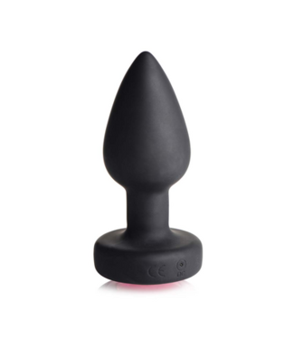 XR Brands Silicone Vibrating Pink Gemstone - Butt Plug with Remote Control - Small