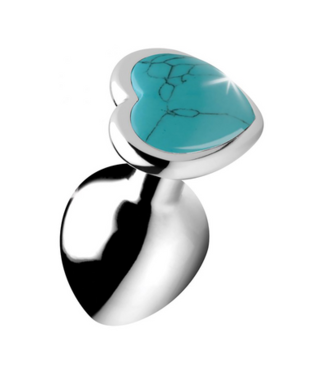 XR Brands Turquoise Heart - Butt Plug - Medium