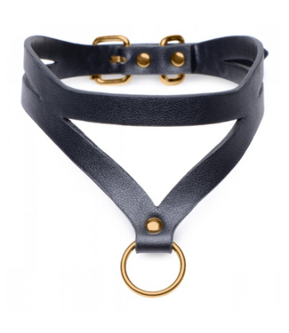 XR Brands Bondage Baddie Collar Met O-ring - Zwart/Goud